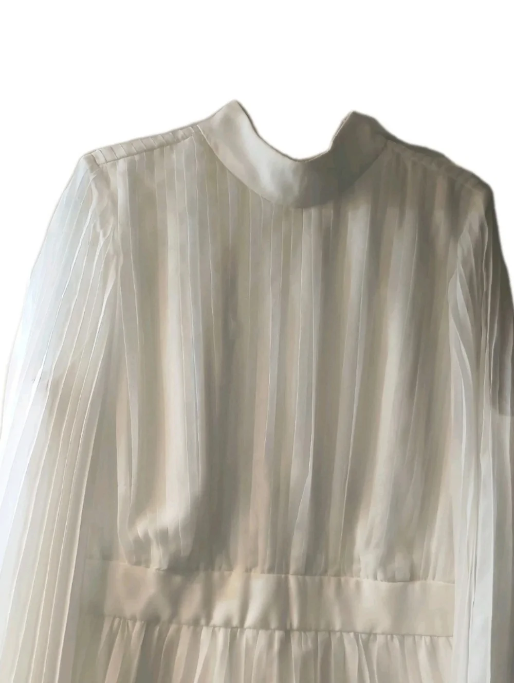 NWOT Bridal by ELOQUII White Pleated Mini Dress 16 Cape Sleeve Shower Party - Picture 3 of 9